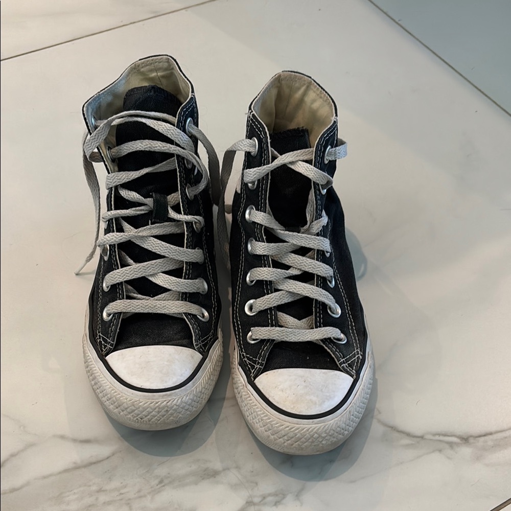 Converse Black High-Tops with White Accents